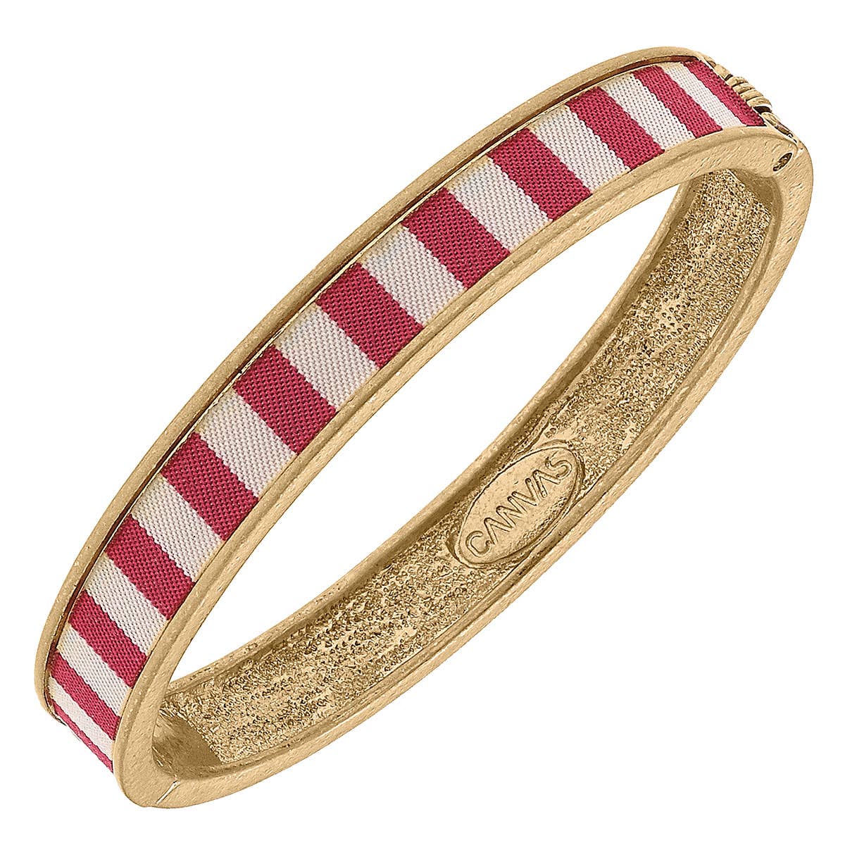 Cabana Stripes Hinge Bangle: Fuchsia