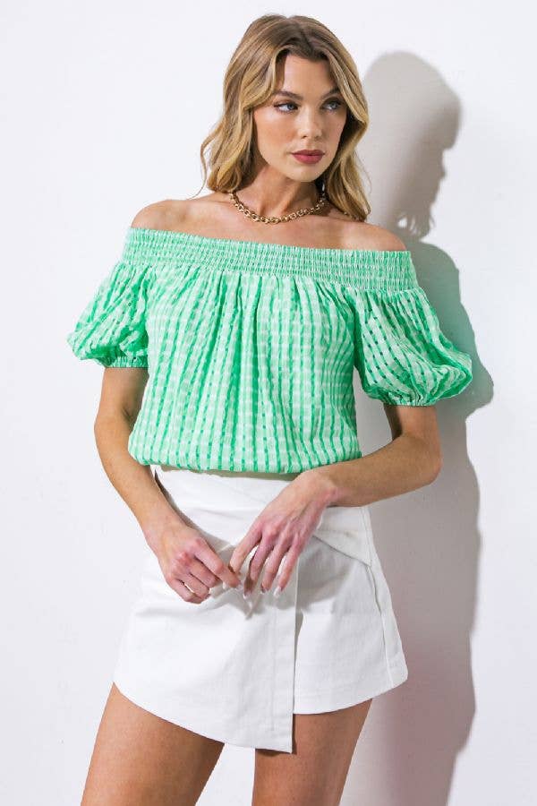 A textured woven top