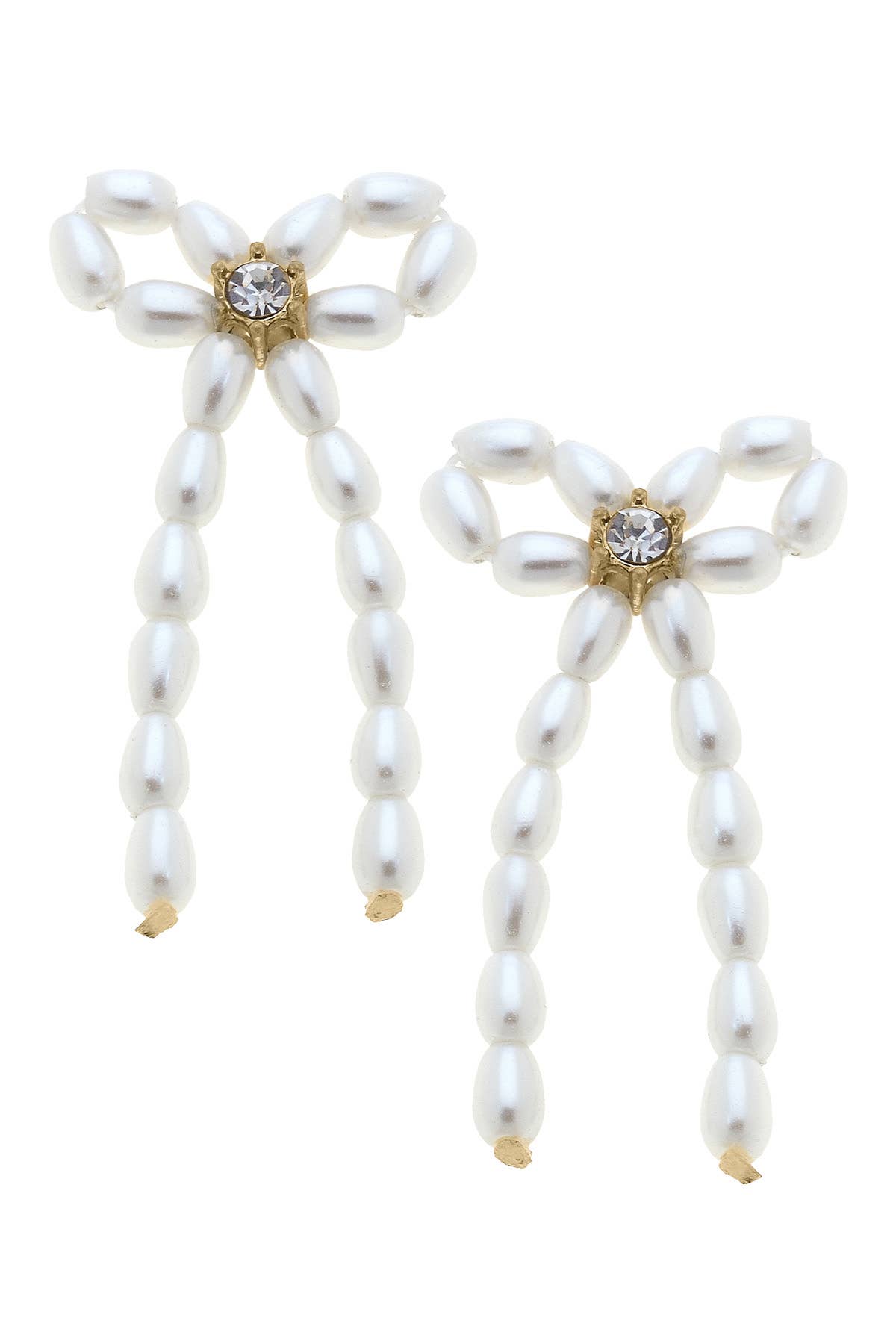 Kristin Pearl Beaded Bow Earrings in Ivory