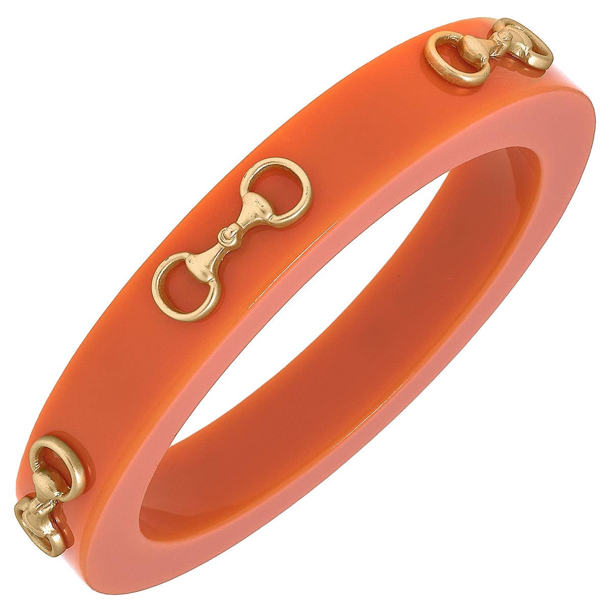 Sutton Horsebit Resin Bangle: Orange