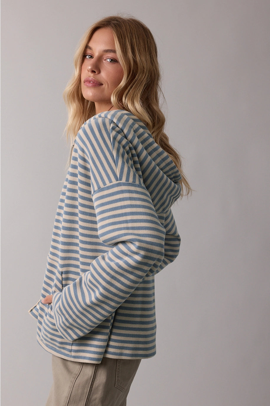 Striped Zip Up Hoodie Jacket