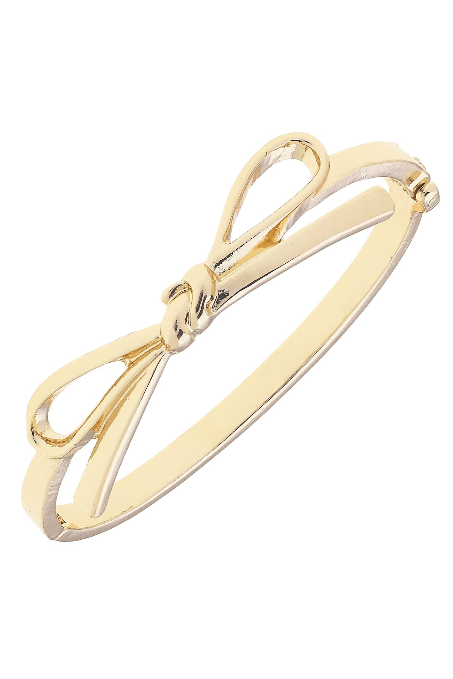 Karina Bow Wrapped Hinge Bangle in Shiny Gold