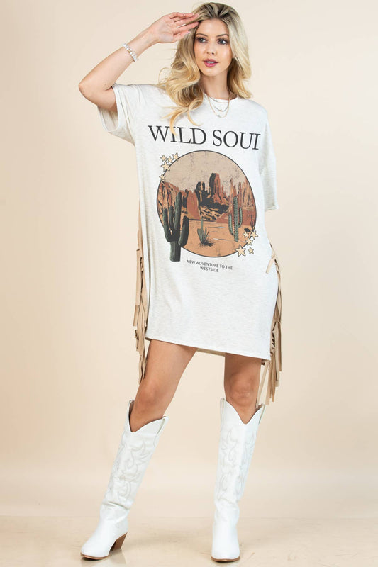 Western Wild Soul Print T Shirt Dress