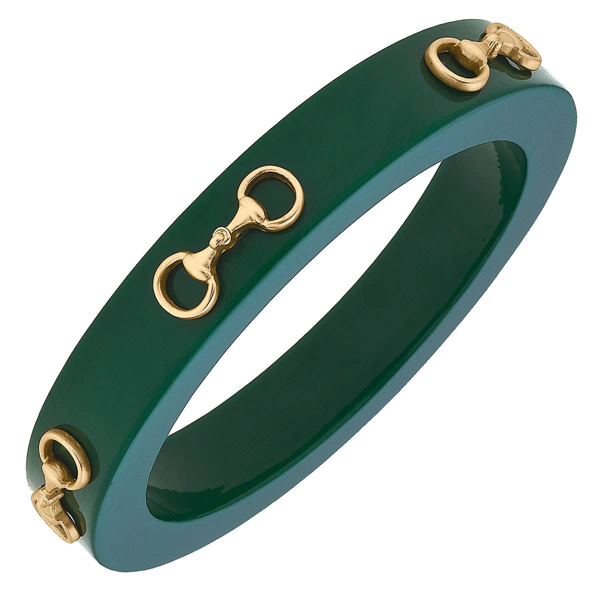 Sutton Horsebit Resin Bangle: Green