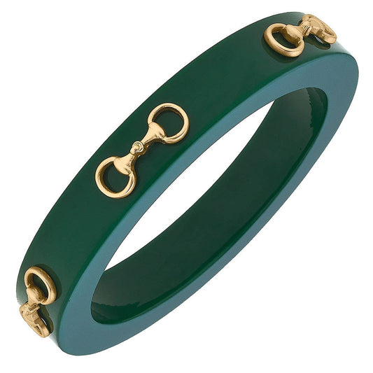 Sutton Horsebit Resin Bangle: Green