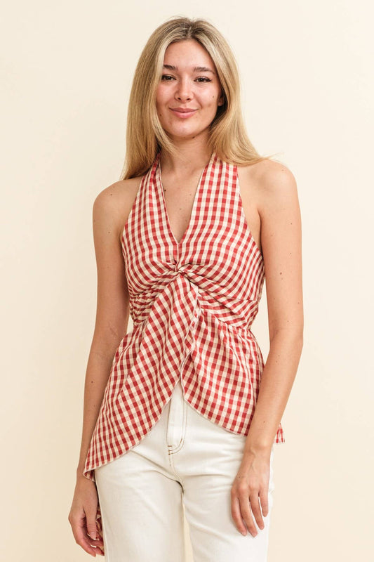GINGHAM HALTER TOP