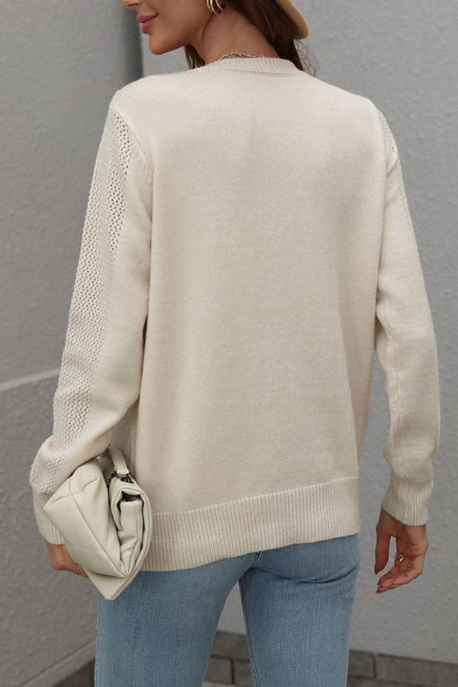 Hollow Out Sleeve Tassle Knit Sweater