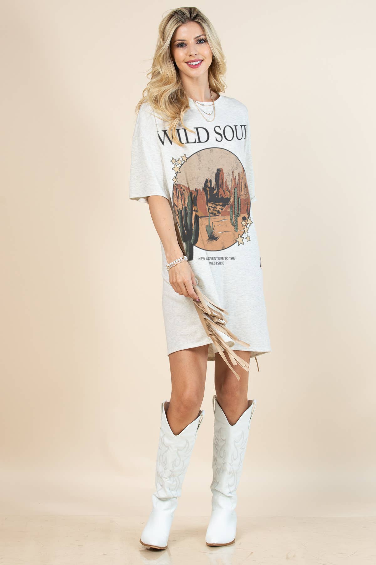 Western Wild Soul Print T Shirt Dress