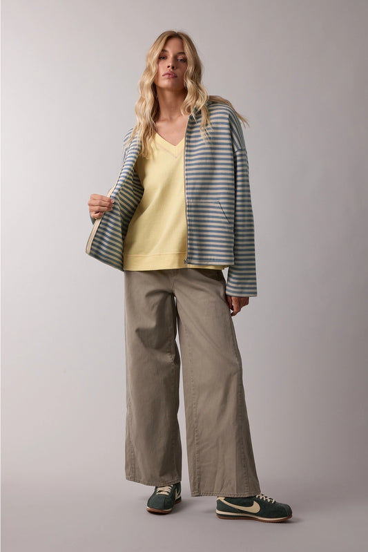 Striped Zip Up Hoodie Jacket