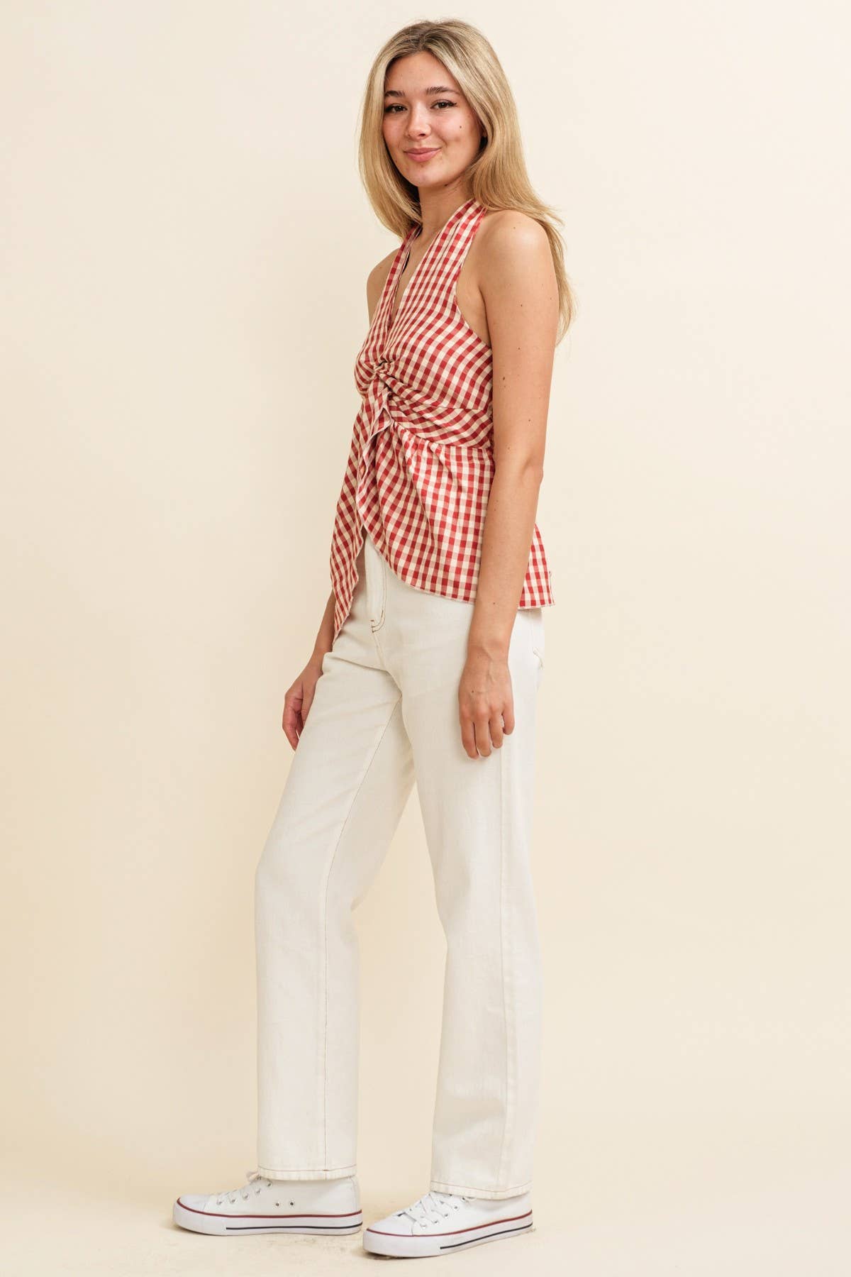 GINGHAM HALTER TOP