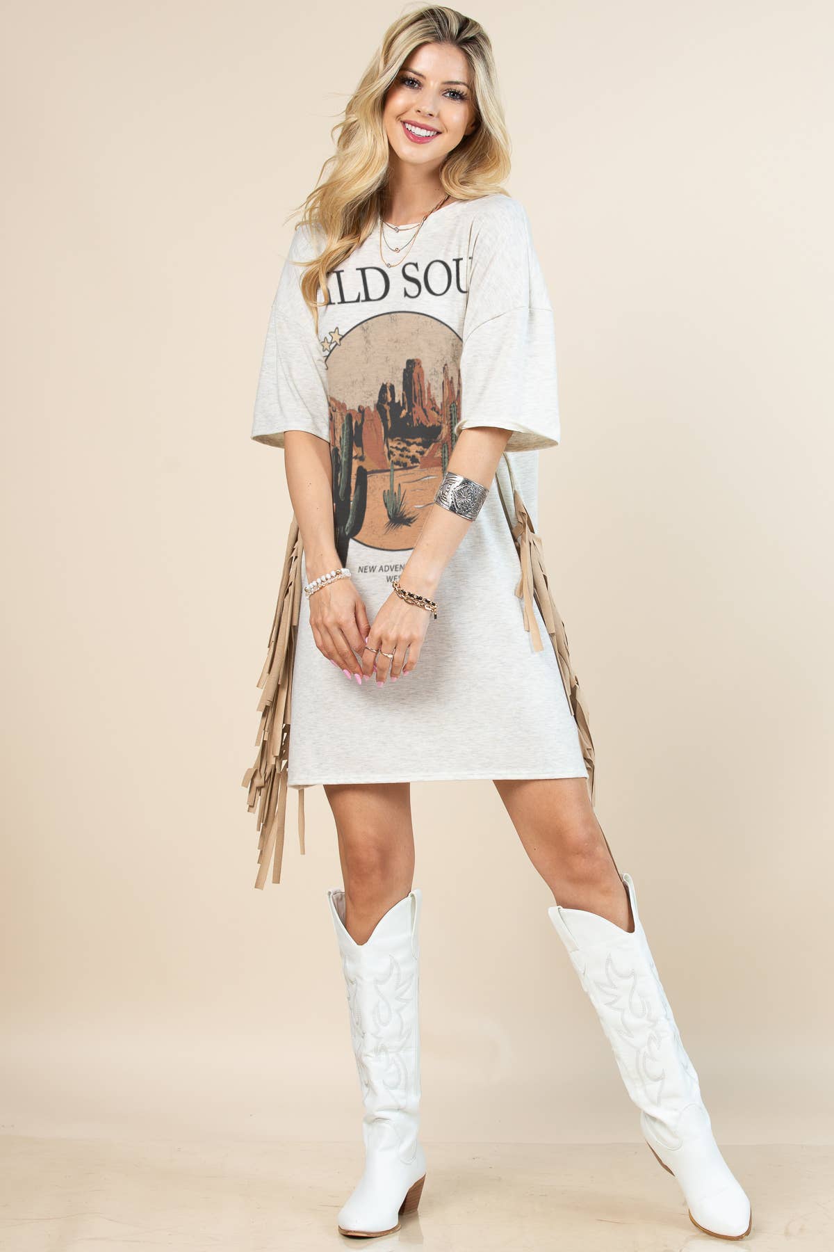 Western Wild Soul Print T Shirt Dress