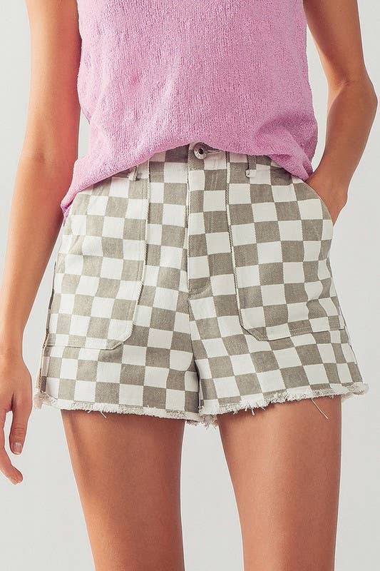 MAISIE CUT-OUT CHECKMATE SHORTS