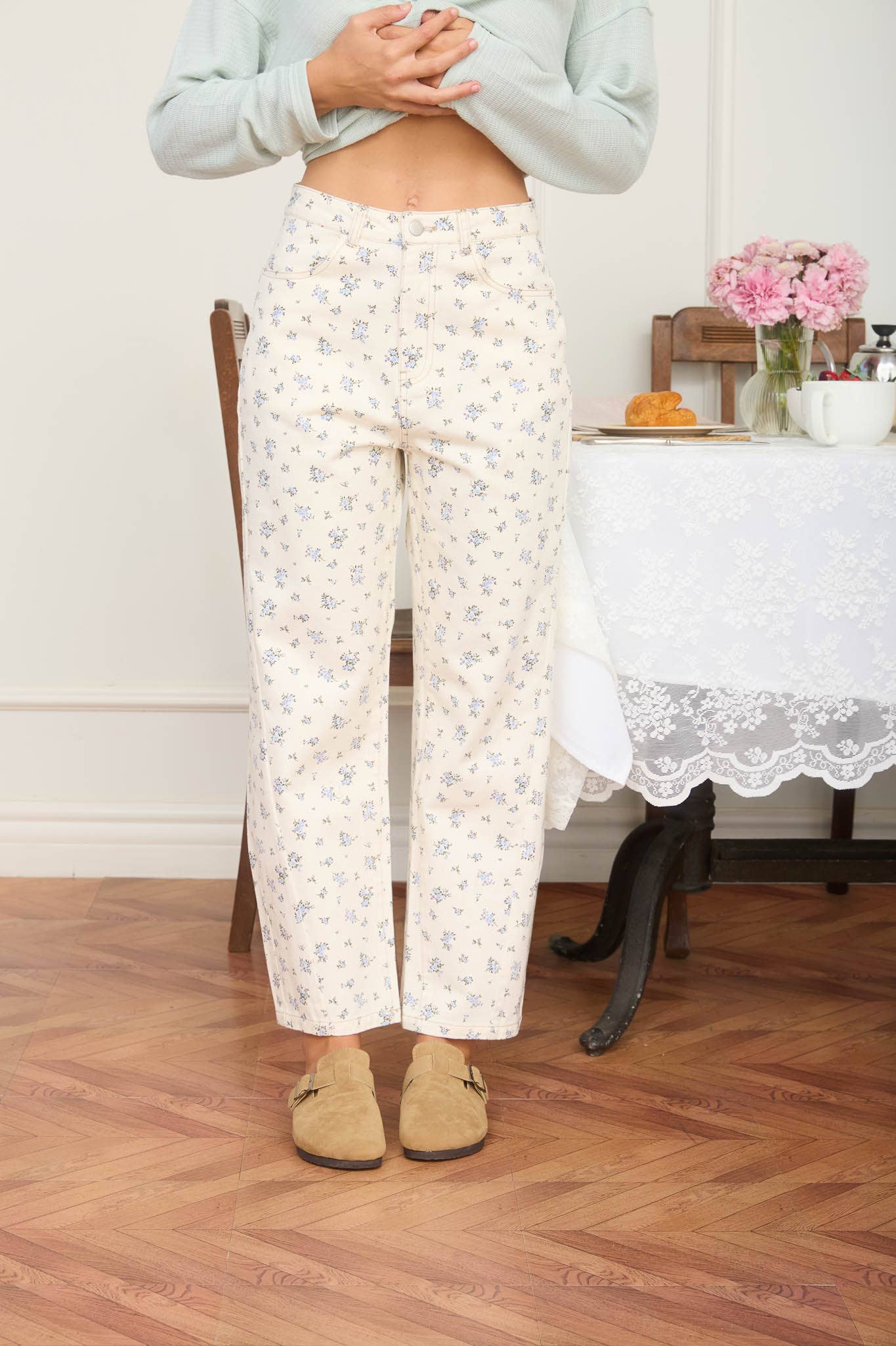 Floral Barrel Pants