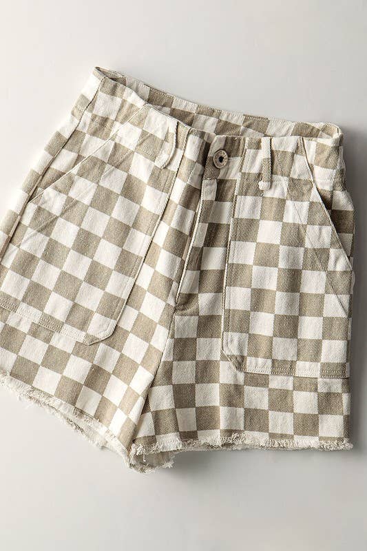 MAISIE CUT-OUT CHECKMATE SHORTS