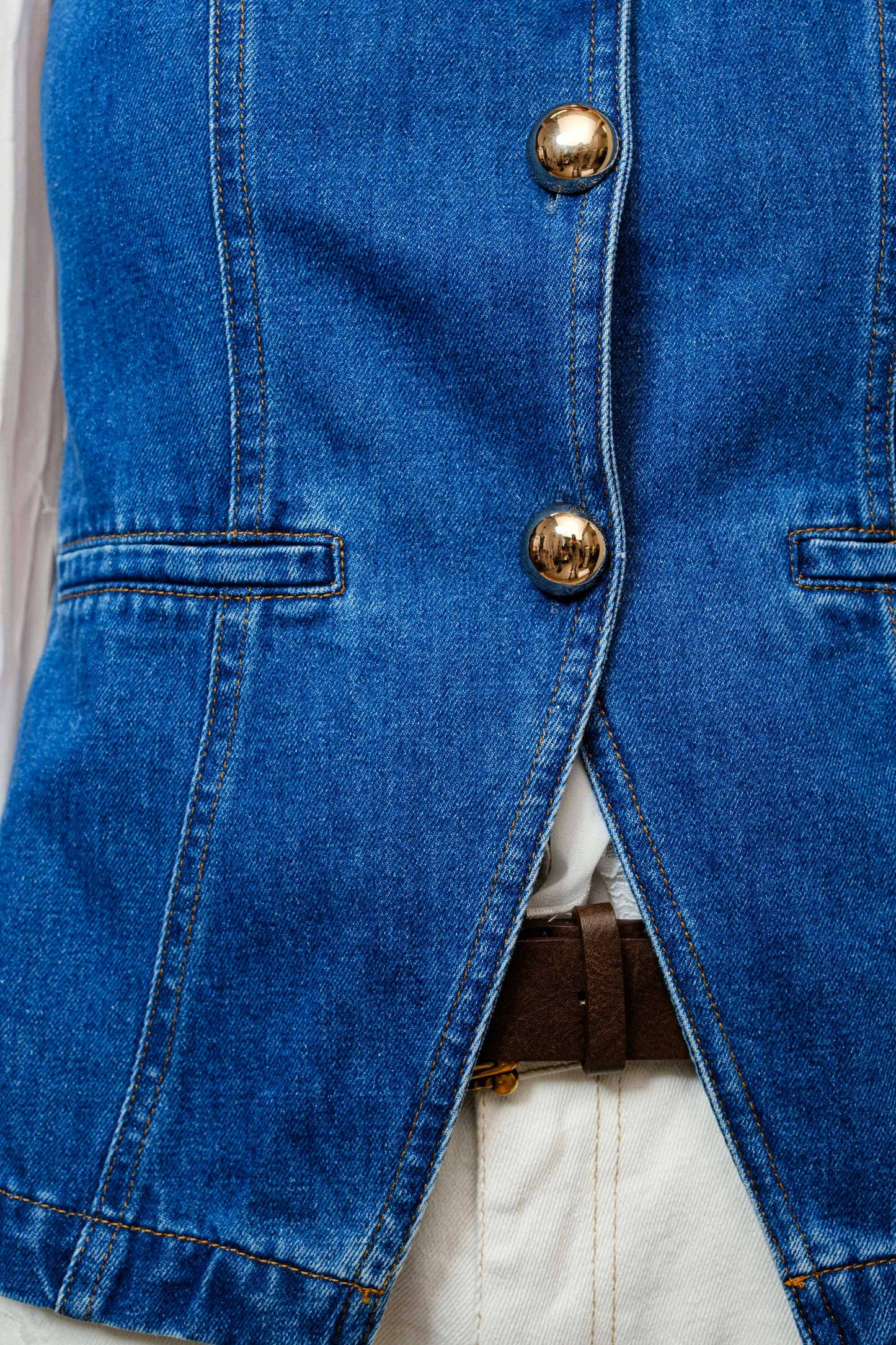 Gold Button Denim Vest